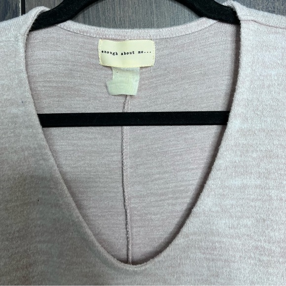 '🌼3/$30🌼Enough About Me.. Beige 3/4 Sleeve V Neck Pullover Sweater Size Large - Picture 8 of 16